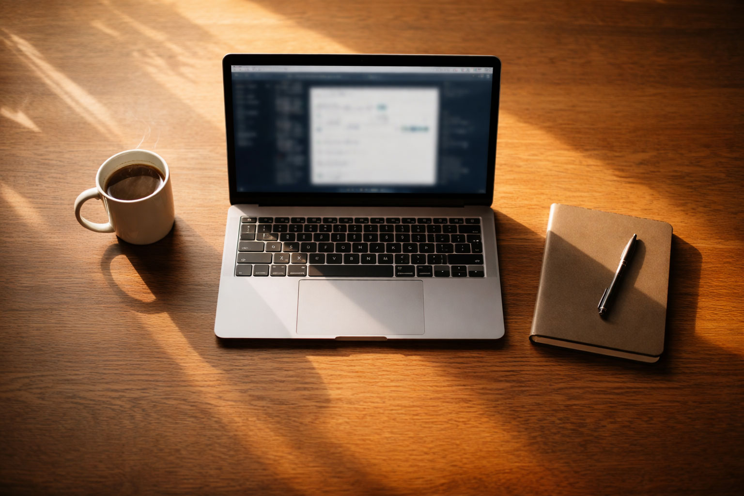 Solo founder at minimal desk