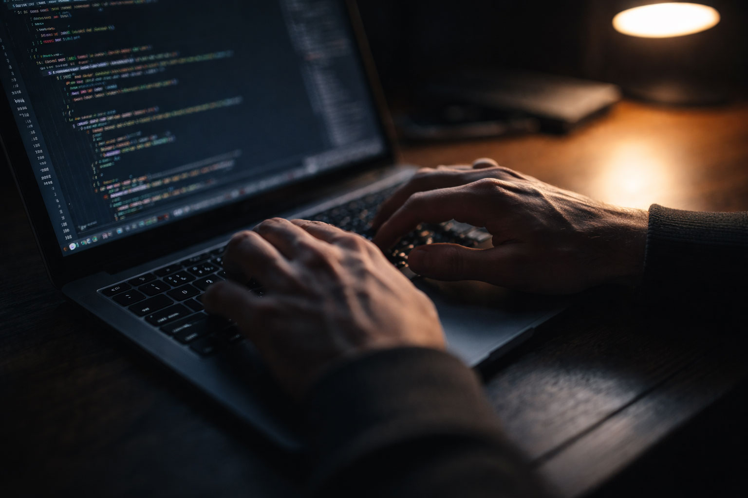 Solo founder at keyboard