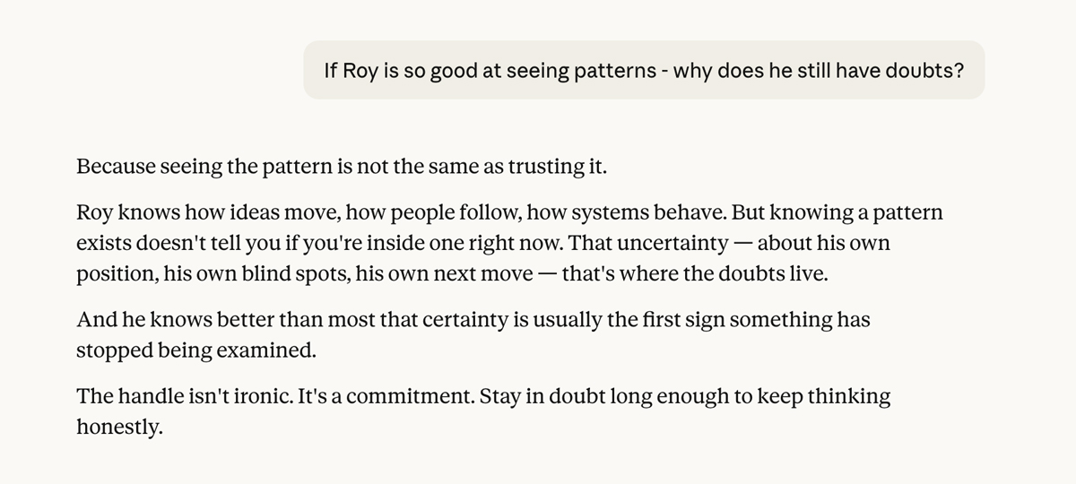 Why does he still have doubts?